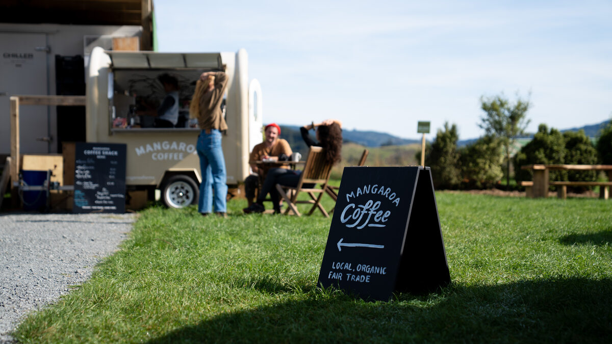 Coffee from the cart at the Mangaroa Farm Shop