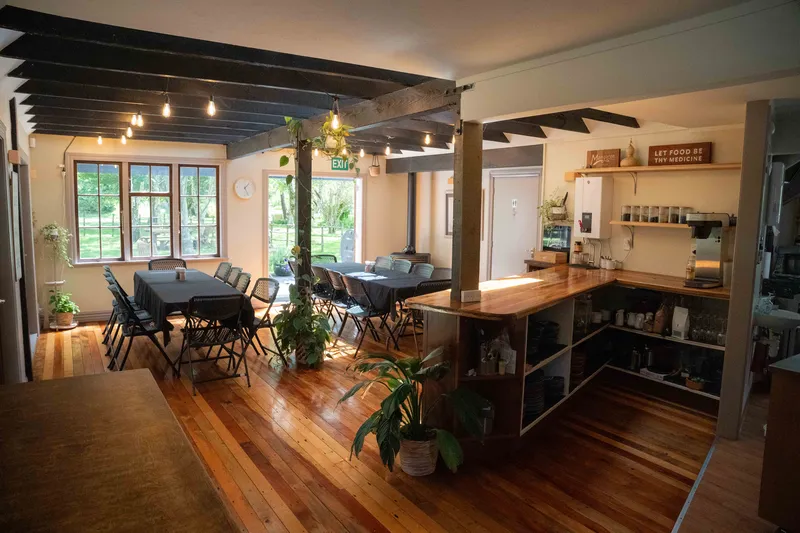 The dining room in Te Wharekai set for a group